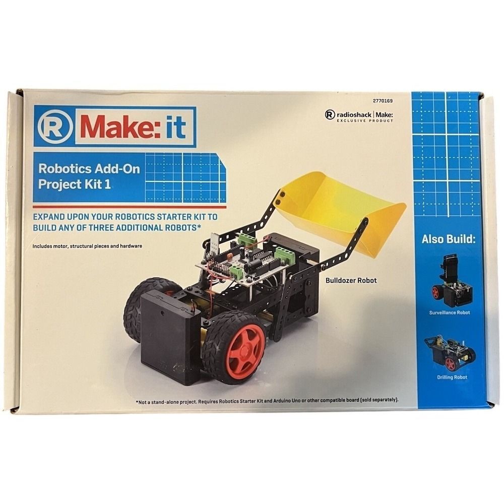 RadioShack Make: It Robotics Add-On Project Kit 1 Bulldozer Drawbridge STEM NEW